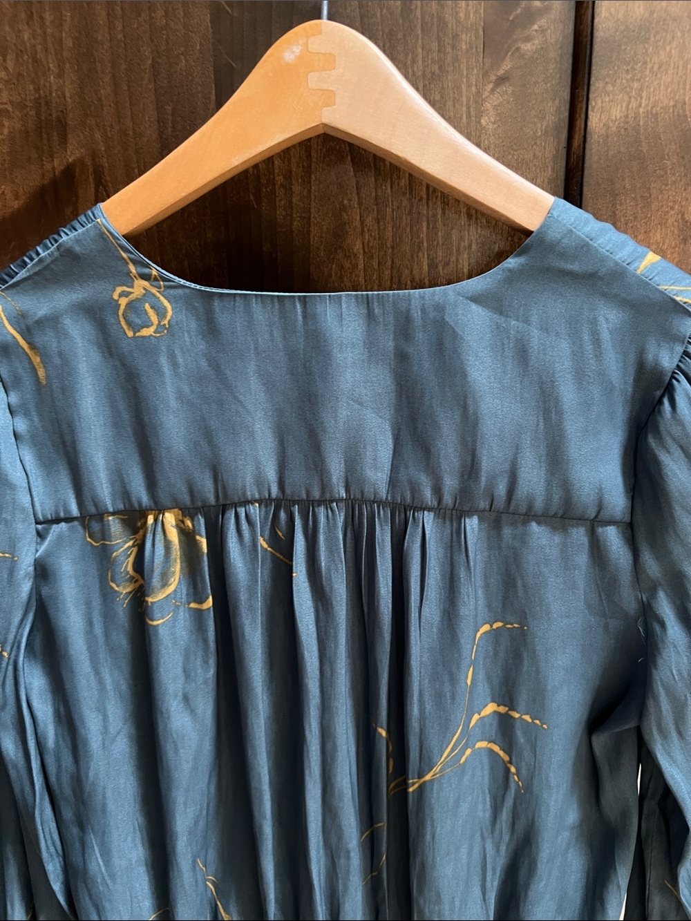 Grade & Gather Slate Blue Blouse with Gold Floral Detail - Picture 8 of 11